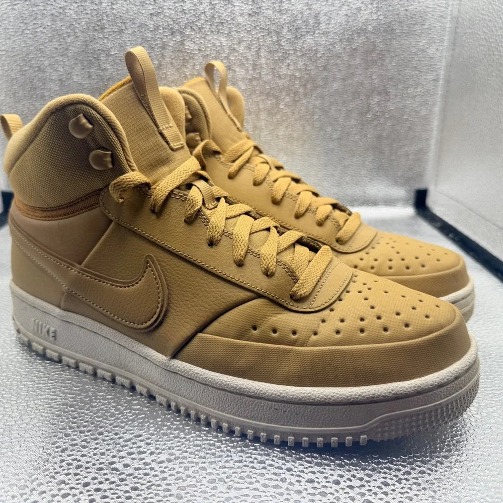 Size 9.5 Nike Court Vision Mid Winter Mens Wheat Gold Good DR7882-700 Sneakers